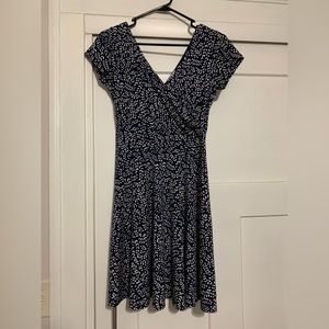 Navy Blue wrap style dress.